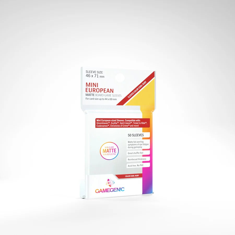 A set of clear, plastic card sleeves in their retail packaging on a white background