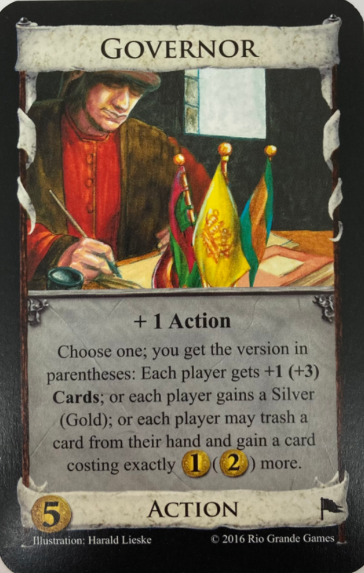 Dominion: Governor for use with the board game D, Dominion, sold at the BoardGameGeek Store