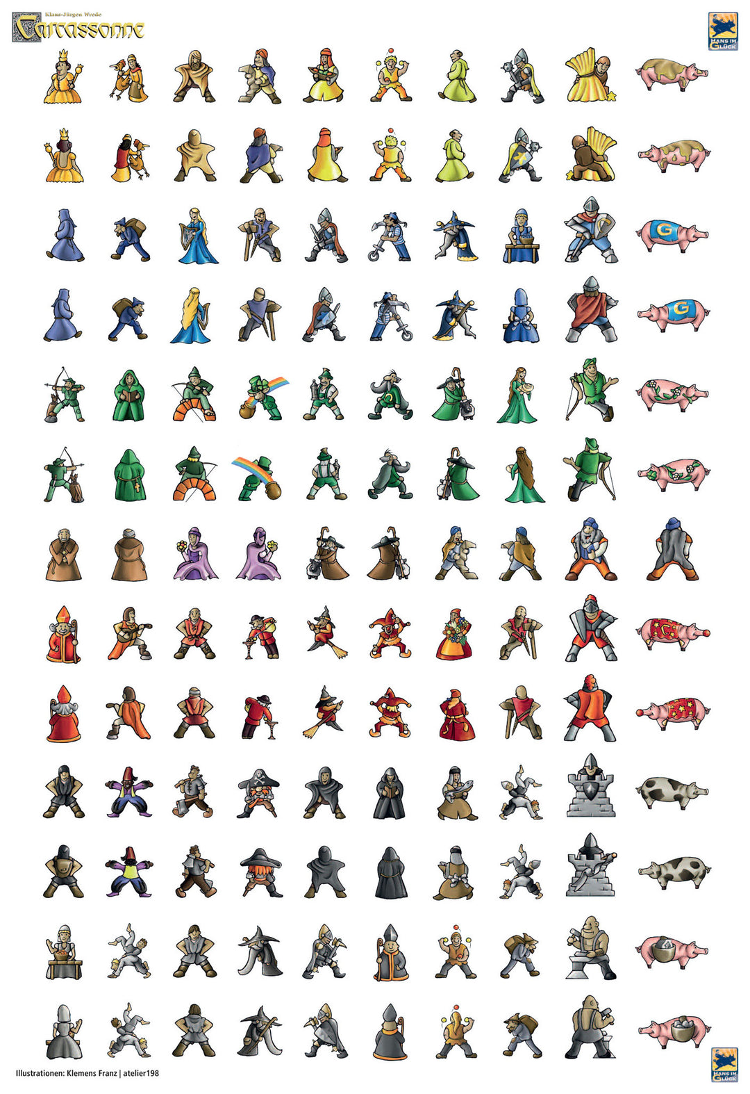 Carcassonne Meeple Stickers for use with the board game C, Carcassonne, sold at the BoardGameGeek Store