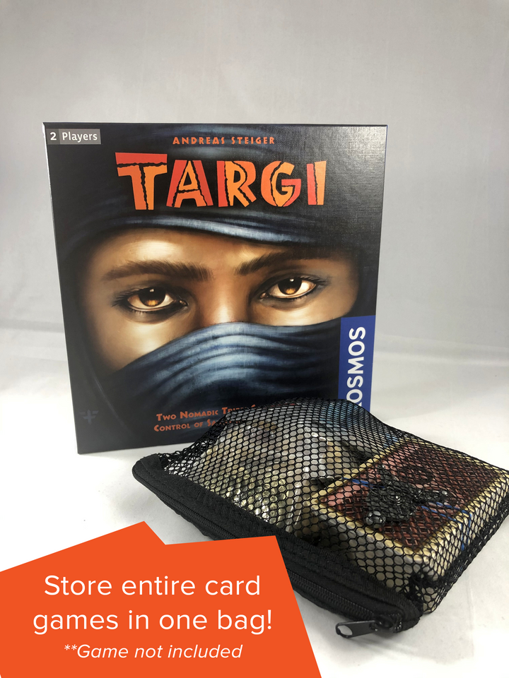 GeekUp Mesh Zipper Bag for use with the board game REORDER, sold at the BoardGameGeek Store