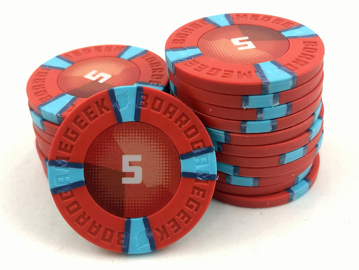 GeekUp Poker Chips (pack of 25) for use with the board game REORDER, sold at the BoardGameGeek Store