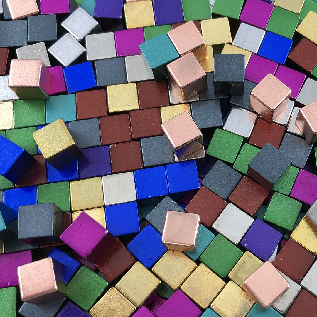 Metal Cubes - 8 mm - Bag of 30 for use with the board game REORDER, sold at the BoardGameGeek Store