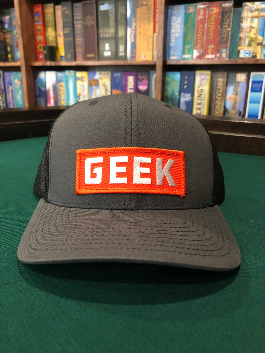 GEEK Baseball Cap for use with the board game REORDER, sold at the BoardGameGeek Store