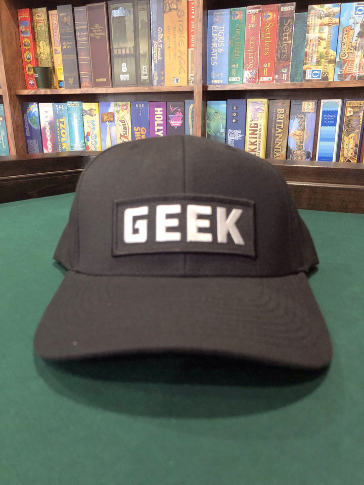 GEEK Baseball Cap for use with the board game REORDER, sold at the BoardGameGeek Store