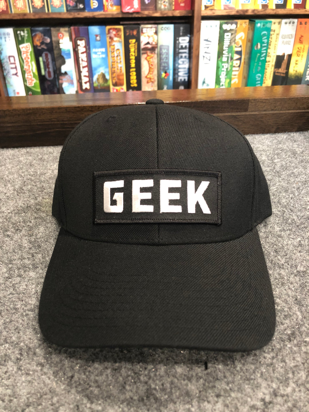 GEEK Baseball Cap for use with the board game REORDER, sold at the BoardGameGeek Store