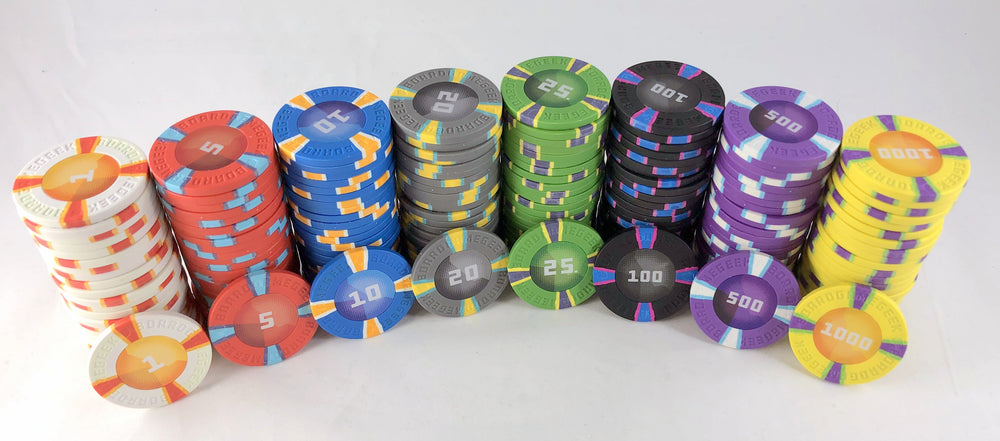 GeekUp Poker Chips (pack of 25) for use with the board game REORDER, sold at the BoardGameGeek Store