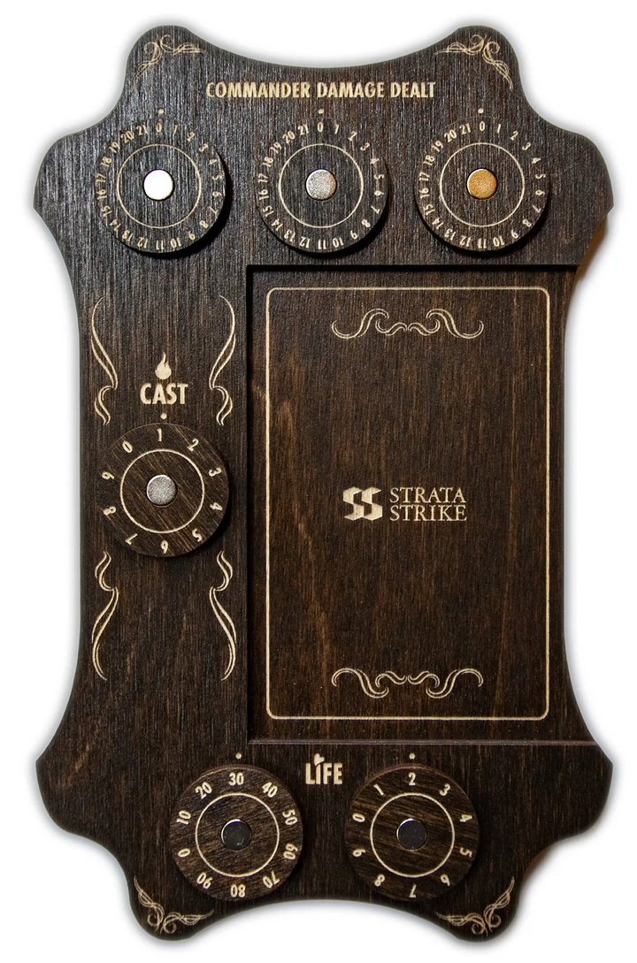 Strata Strike: Commander Command Zone Tray with Dial Counters for use with the board game Magic: the Gathering, sold at the BoardGameGeek Store