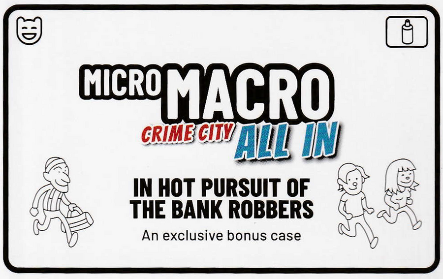MicroMacro: Crime City - All In - In Hot Pursuit of the Bank Robbers for use with the board game M, MicroMacro: Crime City, sold at the BoardGameGeek Store