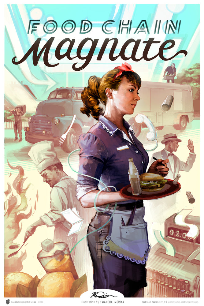 BoardGameGeek Artist Series: Series 7 - Food Chain Magnate for use with the board game Food Chain Magnate, REORDER, sold at the BoardGameGeek Store