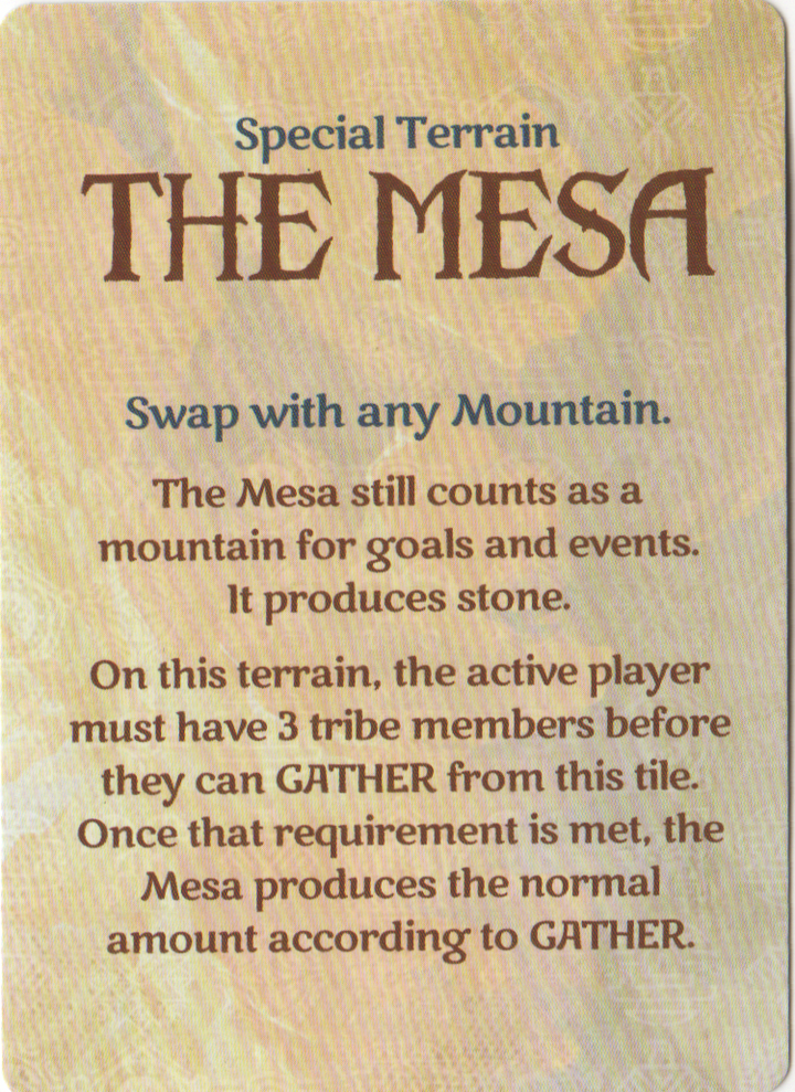 Rise of Tribes: The Mesa Promo for use with the board game R, Rise of Tribes, Spring Sale, sold at the BoardGameGeek Store