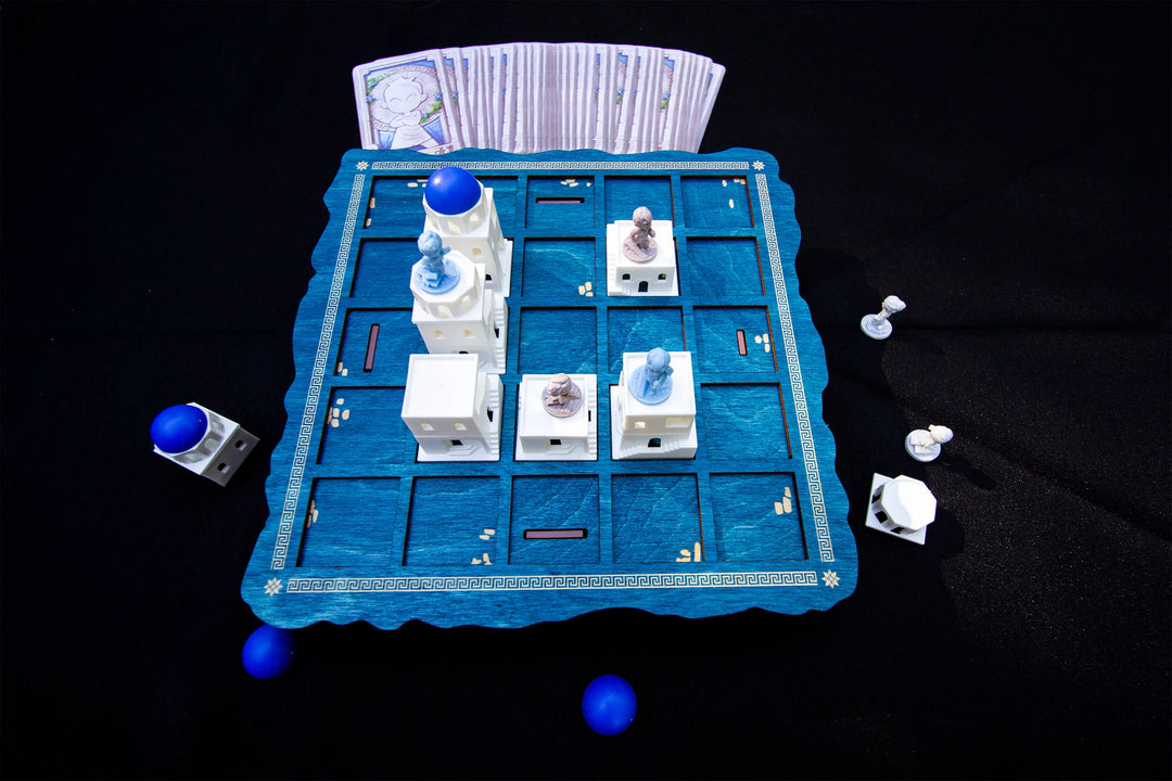 Strata Strike - Santorini Wooden Boards for use with the board game Santorini, sold at the BoardGameGeek Store