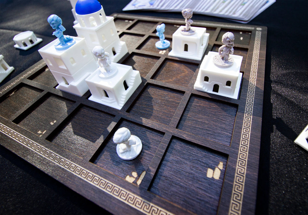 Strata Strike - Santorini Wooden Boards for use with the board game Santorini, sold at the BoardGameGeek Store