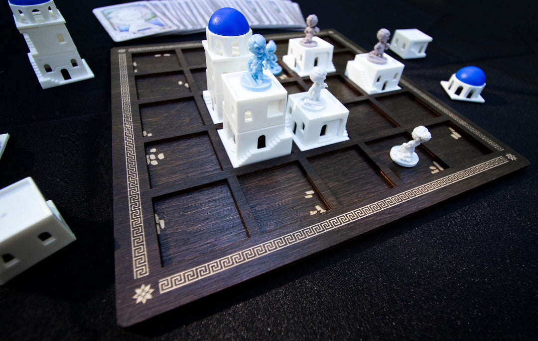 Strata Strike - Santorini Wooden Boards for use with the board game Santorini, sold at the BoardGameGeek Store