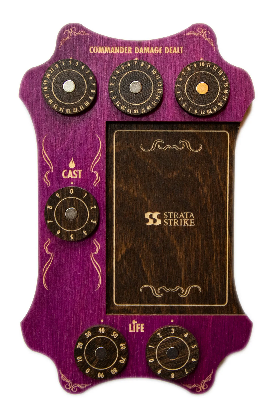 Strata Strike: Commander Command Zone Tray with Dial Counters for use with the board game Magic: the Gathering, sold at the BoardGameGeek Store