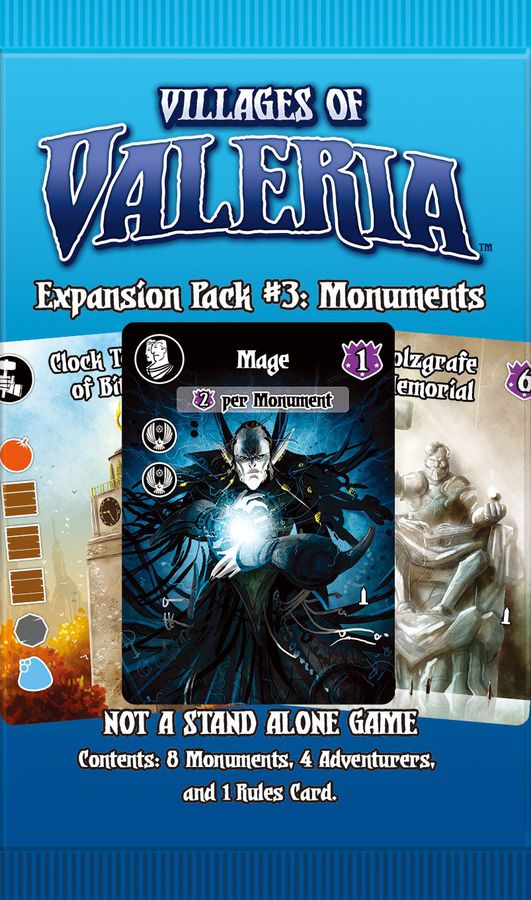 Villages of Valeria: Expansion Pack #3 - Monuments for use with the board game Spring Sale, V, Valeria, sold at the BoardGameGeek Store