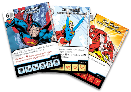 DC Comics Dice Masters: Crisis on Infinite Earths Promo Cards for use with the board game D, DC Comics Dice Masters, sold at the BoardGameGeek Store