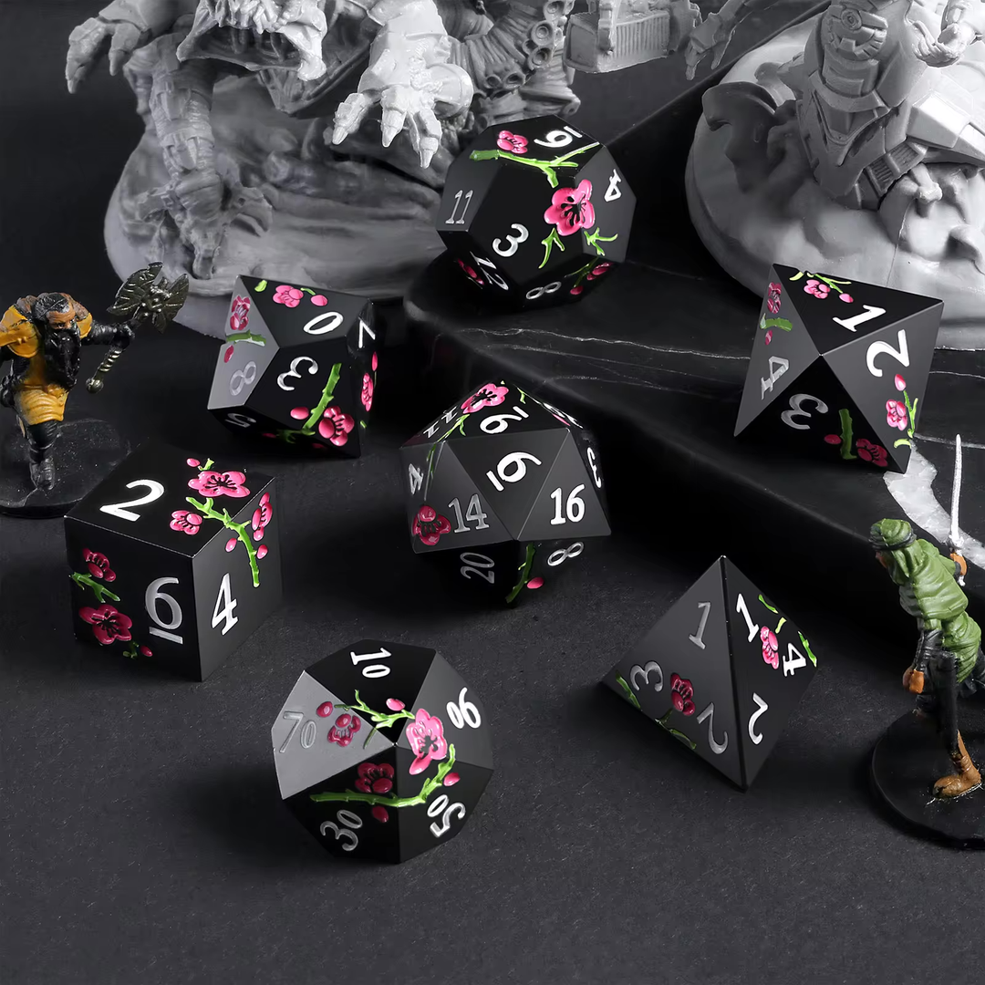 Plum Blossom Metal RPG Dice Set