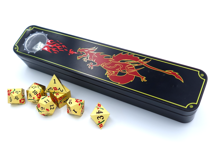 Plum Blossom Metal RPG Dice Set