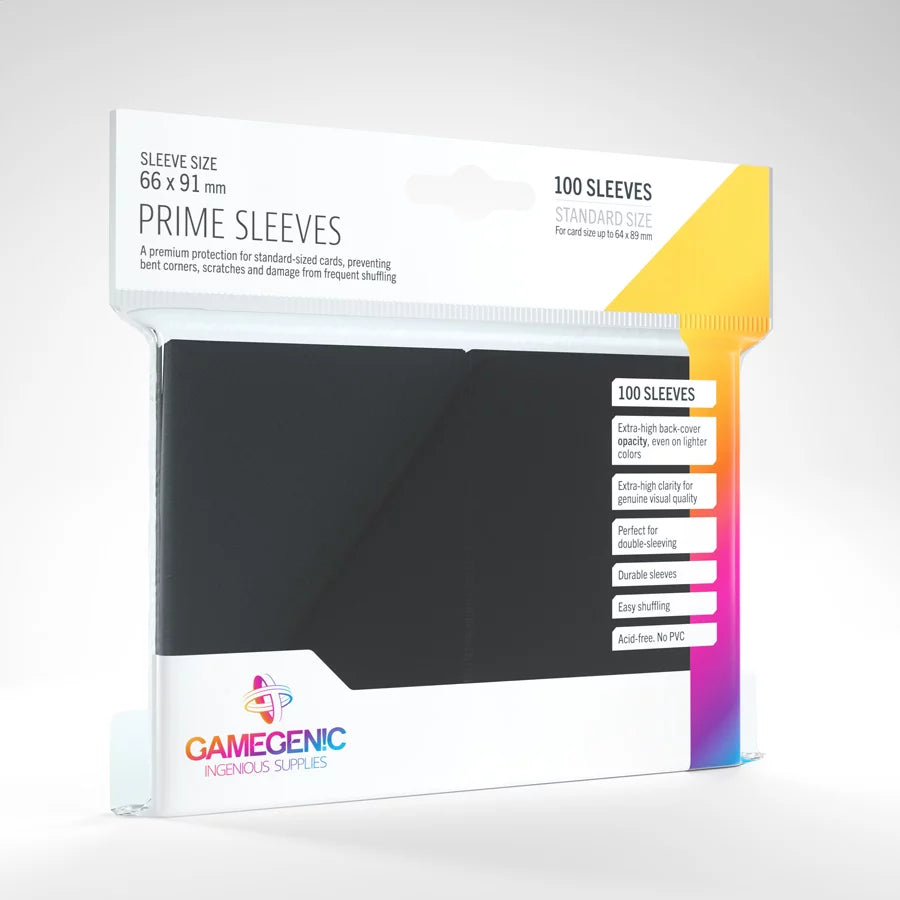A set of black, plastic card sleeves in their original retail packaging on a white background.
