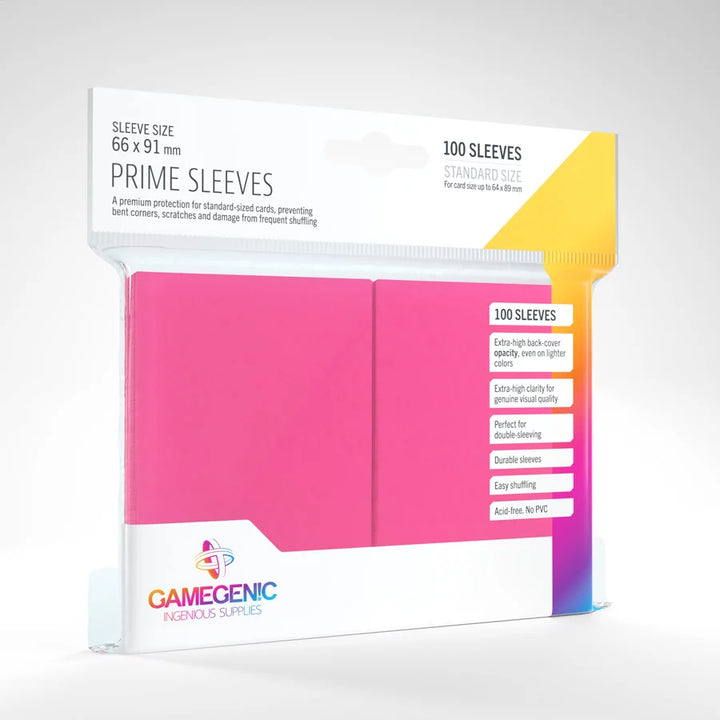 A set of pink, plastic card sleeves in their original retail packaging on a white background.