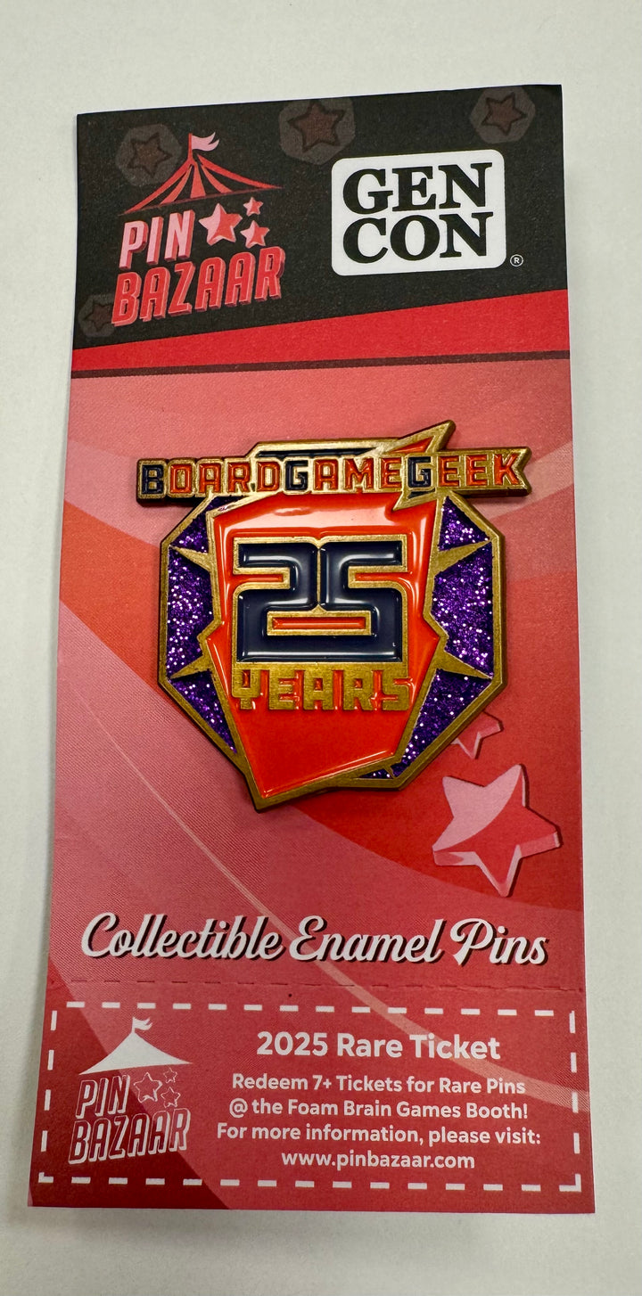 Gen Con Pin Bazaar 2025: "BoardGameGeek 25 Years" Enamel Pin