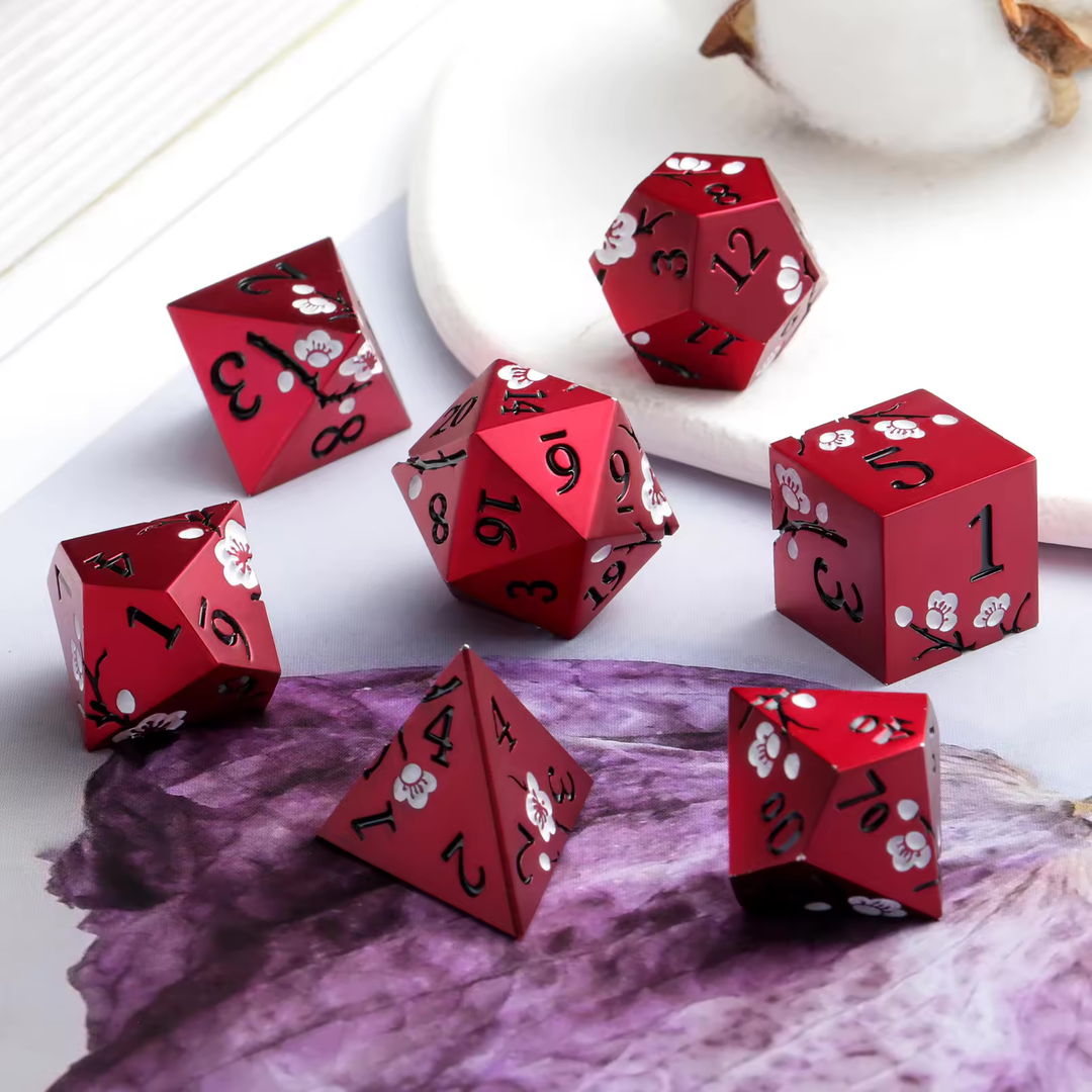 Plum Blossom Metal RPG Dice Set