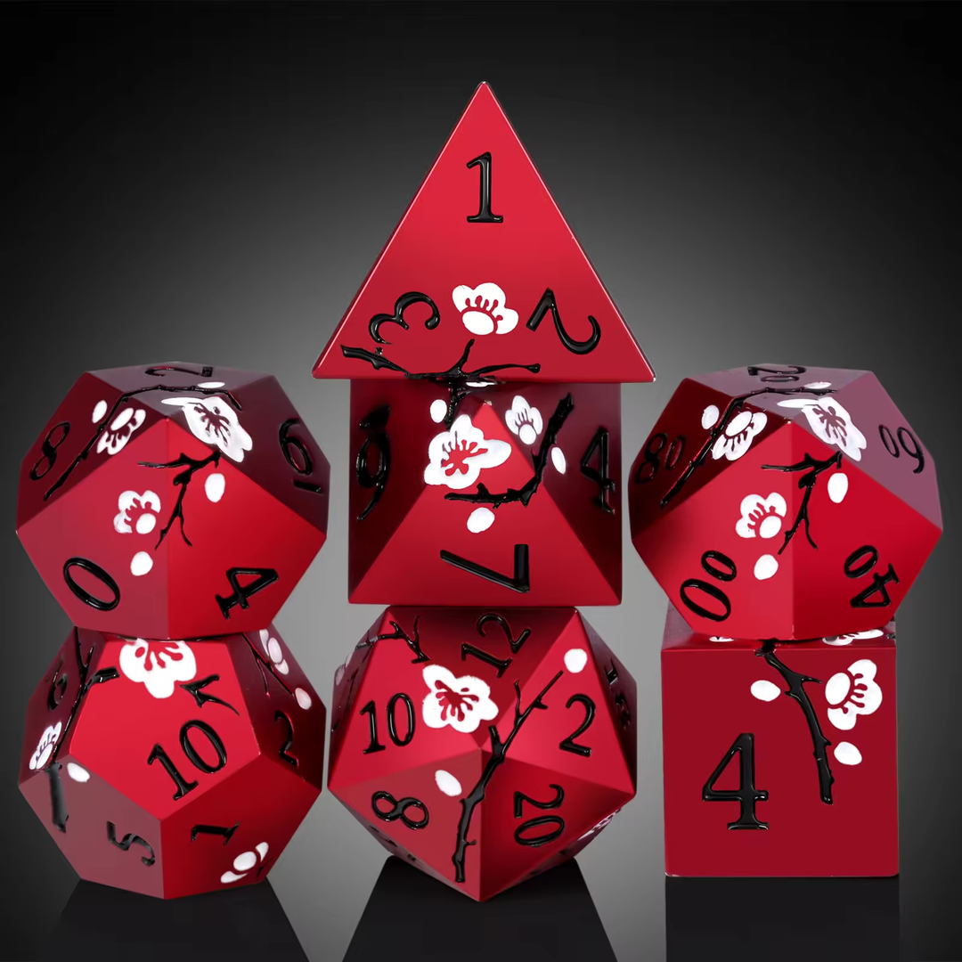 Plum Blossom Metal RPG Dice Set