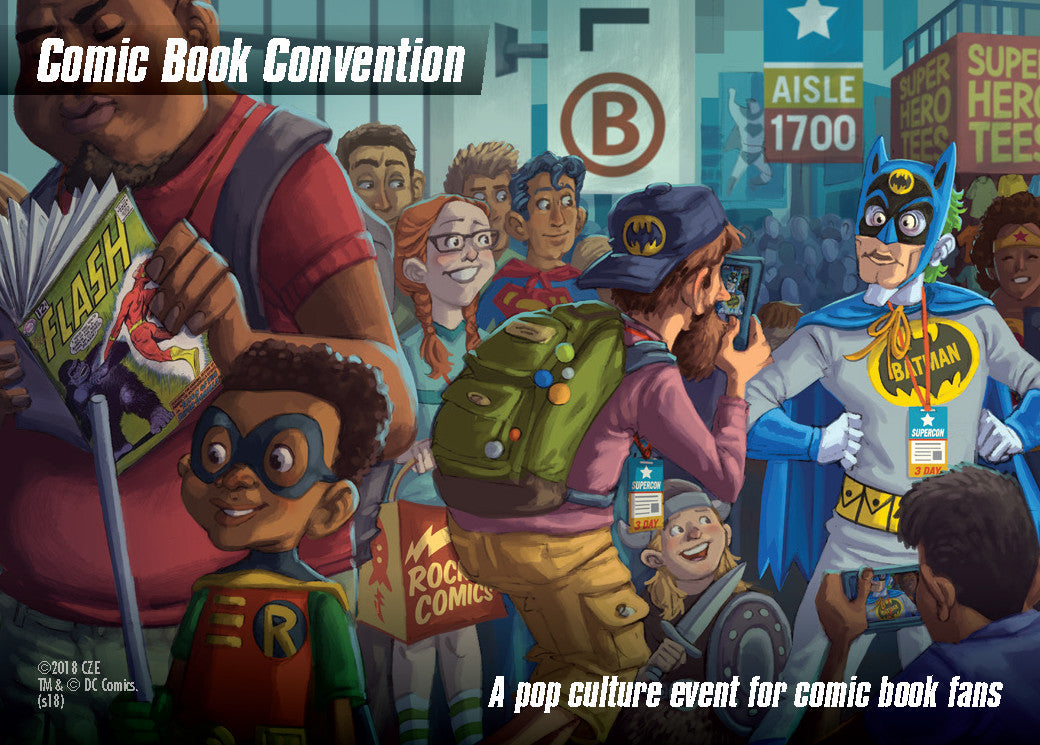 DC Spyfall: Comic Convention Location Card Promo for use with the board game D, DC Spyfall, Spring Sale, sold at the BoardGameGeek Store