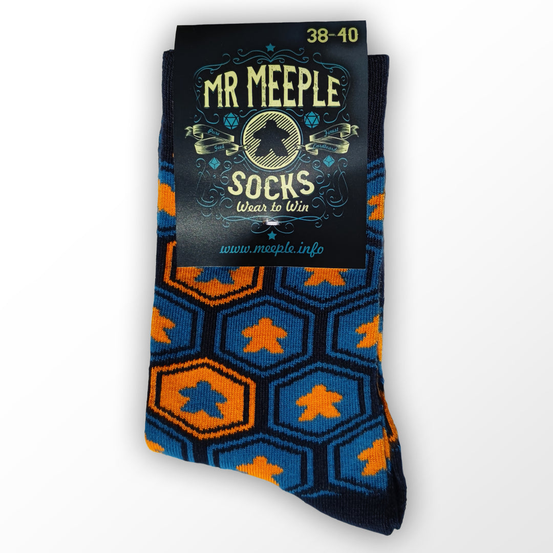 Mr. Meeple Board Game Socks for use with the board game , sold at the BoardGameGeek Store
