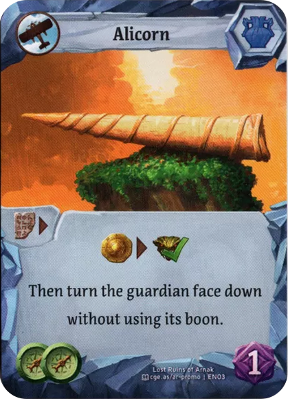 Lost Ruins of Arnak: Alicorn Promo Card for use with the board game L, Lost Ruins of Arnak, sold at the BoardGameGeek Store