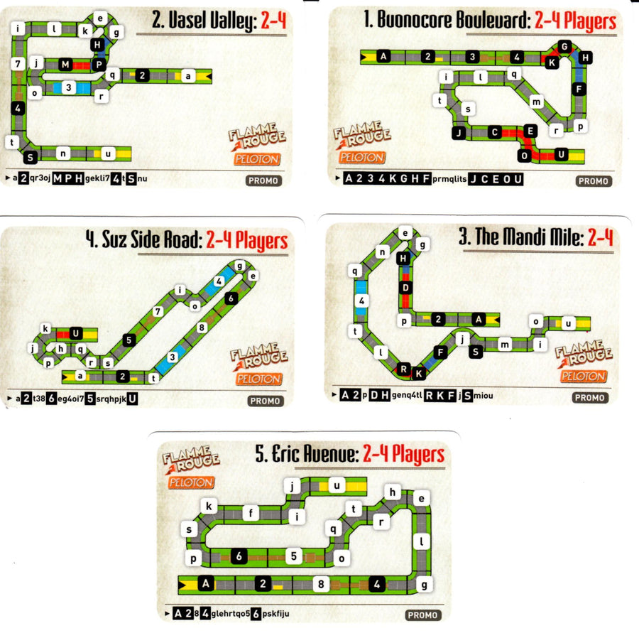 Flamme Rouge: Dice Tower Stage Cards Promo Pack for use with the board game F, Flamme Rouge, sold at the BoardGameGeek Store