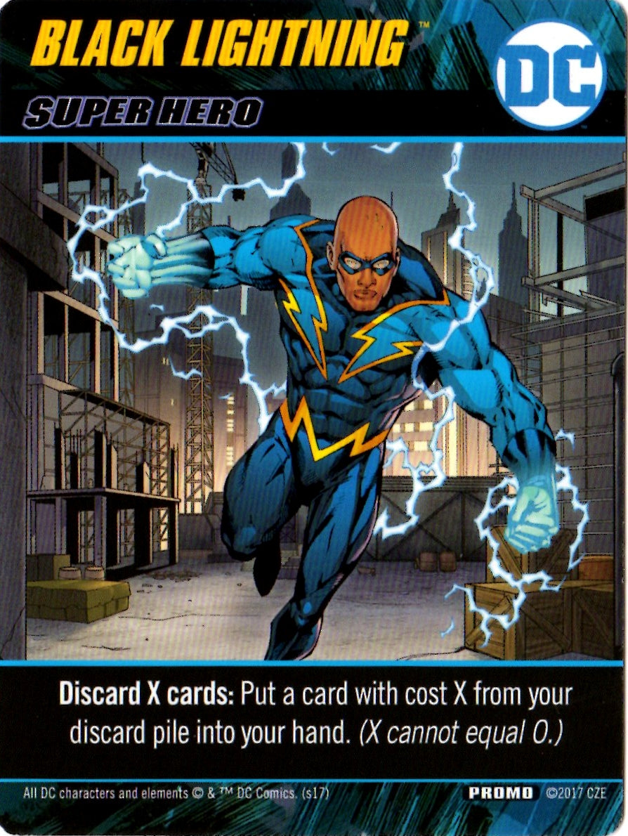 DC Comics Deck Building Game: Black Lightning for use with the board game D, DC Comics DBG, Spring Sale, sold at the BoardGameGeek Store