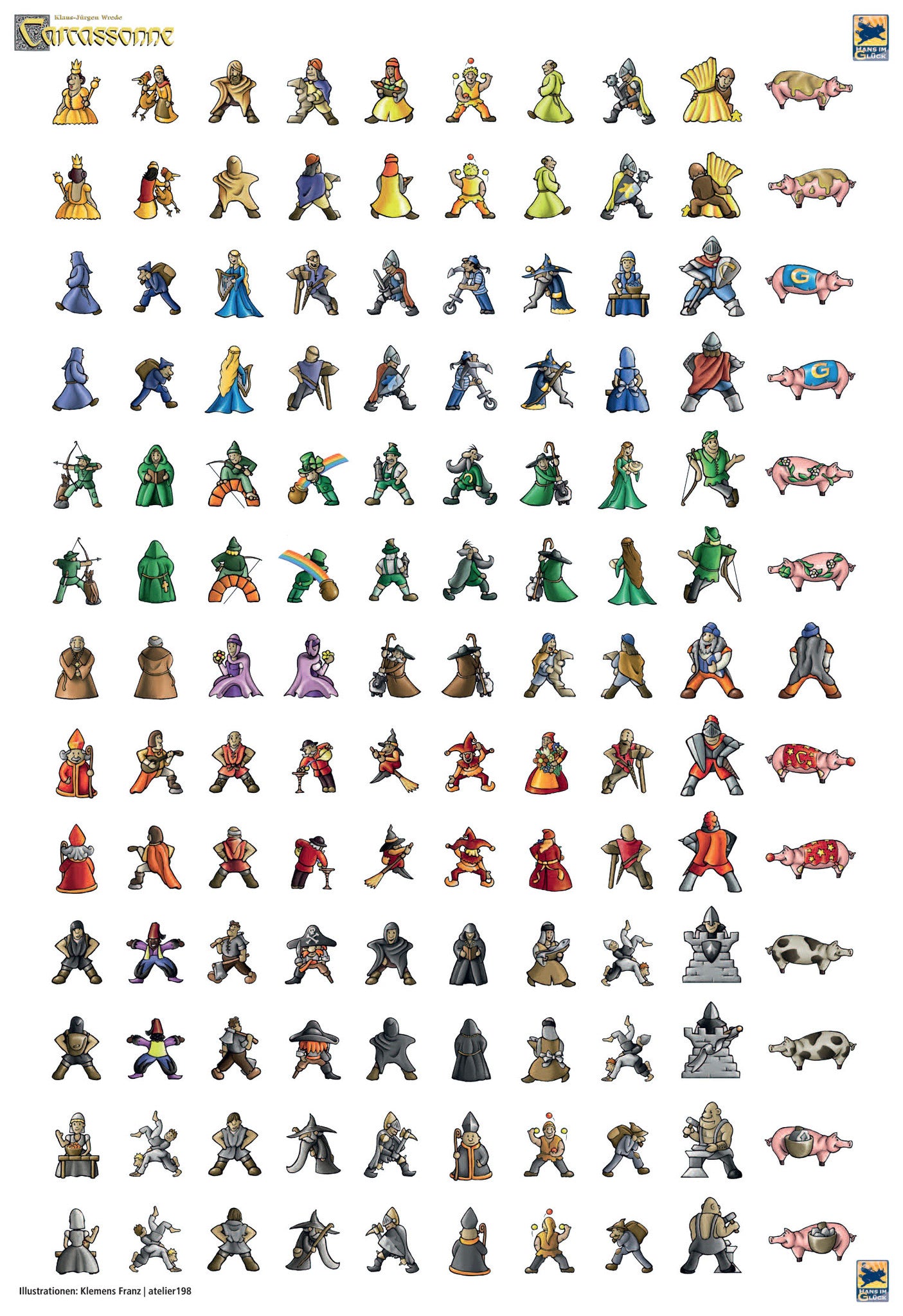 Carcassonne Meeple Stickers for use with the board game C, Carcassonne, sold at the BoardGameGeek Store