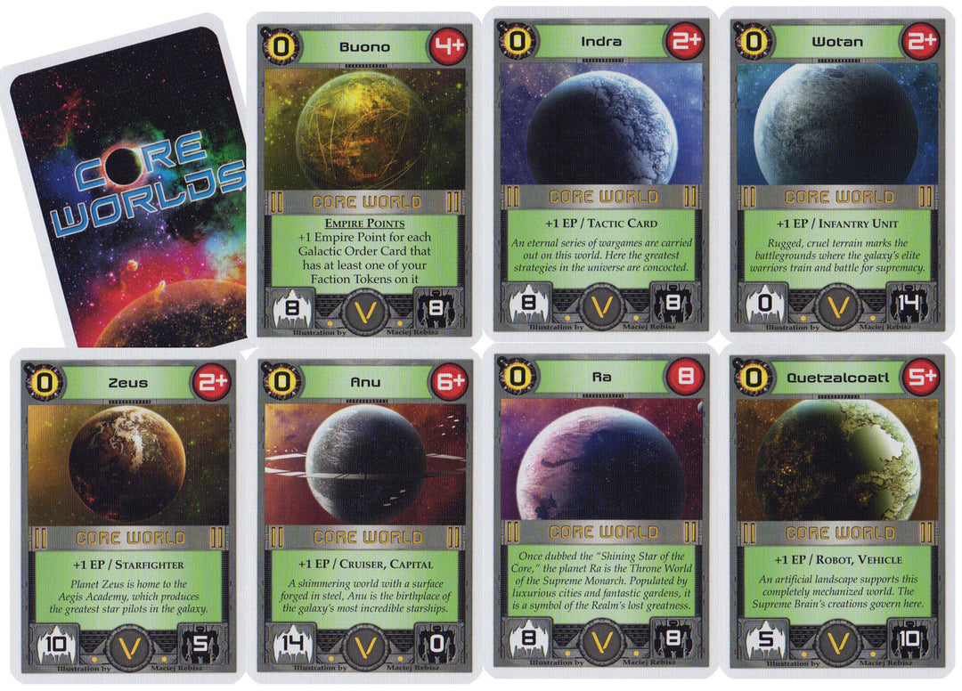 Core Worlds: Galactic Orders Promo Pack for use with the board game C, Core Worlds, Spring Sale, sold at the BoardGameGeek Store