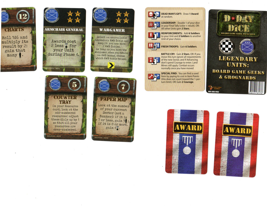 D-Day Dice: Legendary Units: Board Game Geeks and Grognards for use with the board game D, D-Day Dice, sold at the BoardGameGeek Store
