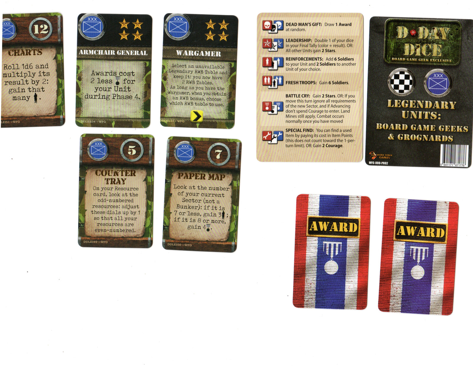 D-Day Dice: Legendary Units: Board Game Geeks and Grognards for use with the board game D, D-Day Dice, sold at the BoardGameGeek Store