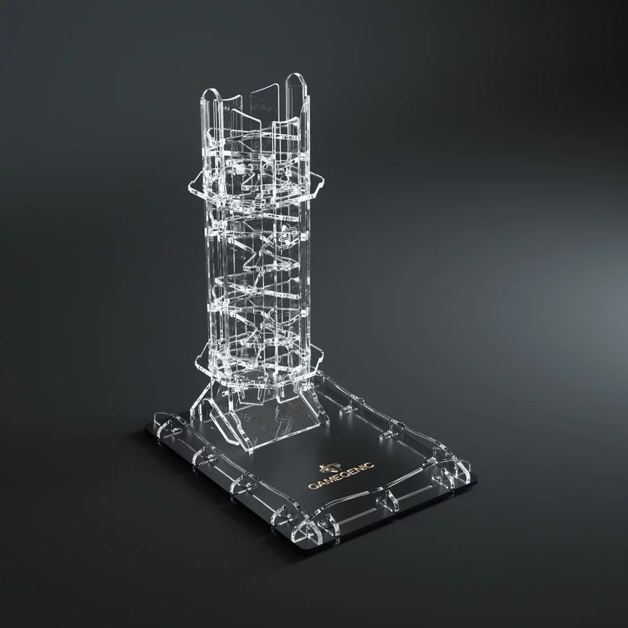 Gamegenic - Crystal Twister Dice Tower for use with the board game Gamegenic, sold at the BoardGameGeek Store