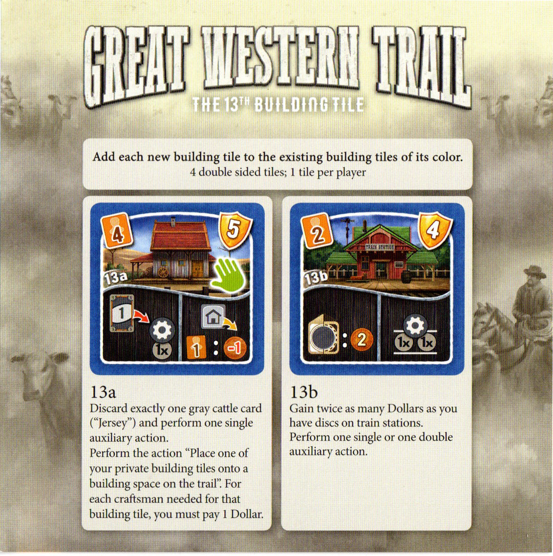 Great Western Trail: 13th Building Tile for use with the board game G, Great Western Trail, sold at the BoardGameGeek Store