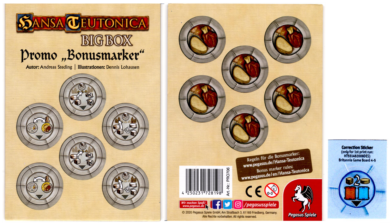 Hansa Teutonica Big Box: 6 Bonus Markers for use with the board game H, Hansa Teutonica, sold at the BoardGameGeek Store