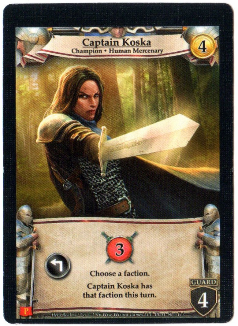 Hero Realms: Captain Koska Promo Card for use with the board game H, Hero Realms, Spring Sale, sold at the BoardGameGeek Store