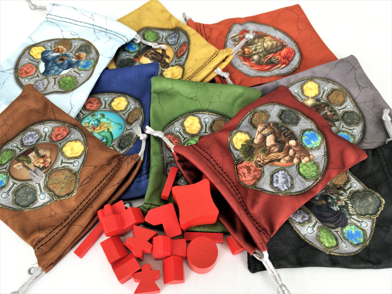 GeekUp Bag Set: Terra Mystica Player Bags for use with the board game REORDER, Terra Mystica, sold at the BoardGameGeek Store