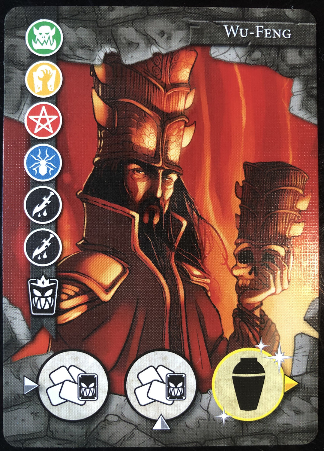 Last Bastion - Wu-Feng promo card for use with the board game L, Last Bastion, Spring Sale, sold at the BoardGameGeek Store