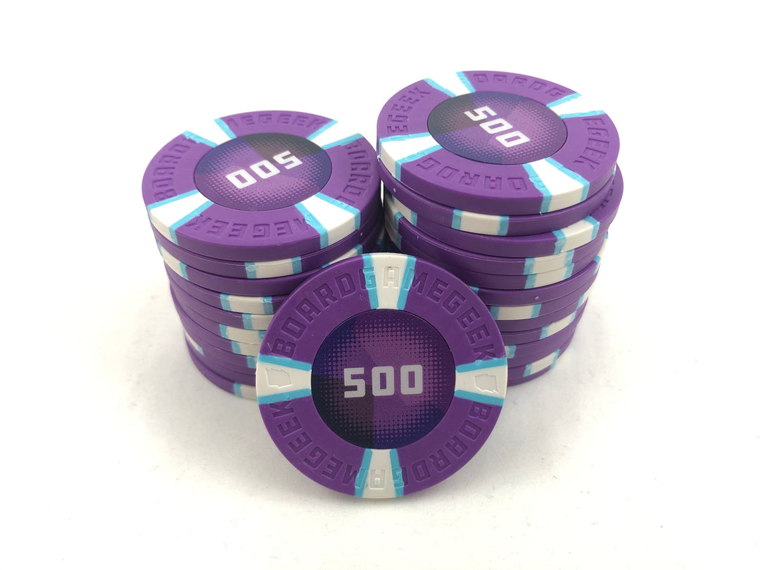 GeekUp Poker Chips (pack of 25) for use with the board game REORDER, sold at the BoardGameGeek Store