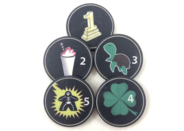 The Dice Tower - 2016 Gaming Characteristic Poker Chips for use with the board game The Dice Tower, sold at the BoardGameGeek Store