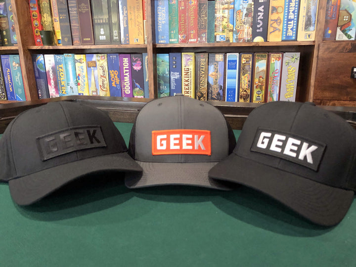 GEEK Baseball Cap for use with the board game REORDER, sold at the BoardGameGeek Store