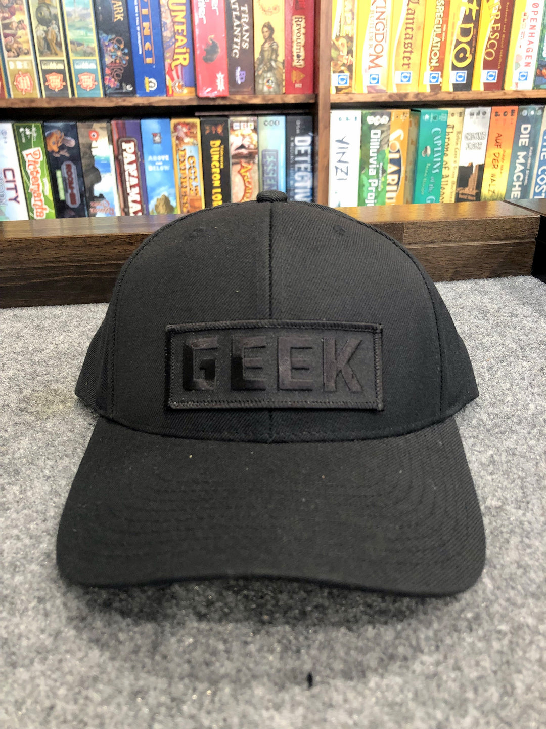 GEEK Baseball Cap for use with the board game REORDER, sold at the BoardGameGeek Store