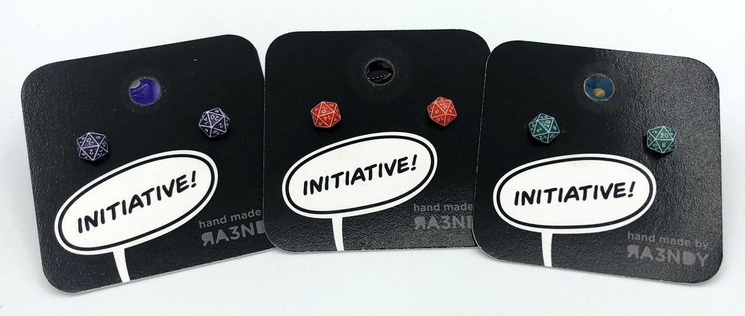 Ra3ndy - d20 Stud Earrings for use with the board game , sold at the BoardGameGeek Store