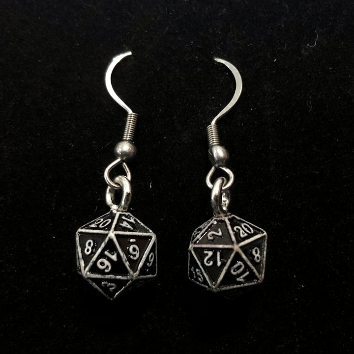 Ra3ndy - d20 Dangle Earrings for use with the board game , sold at the BoardGameGeek Store