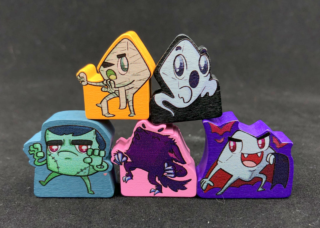 The Dice Tower: Monster Meeple Set (pack of 10, two of each monster) for use with the board game The Dice Tower, sold at the BoardGameGeek Store