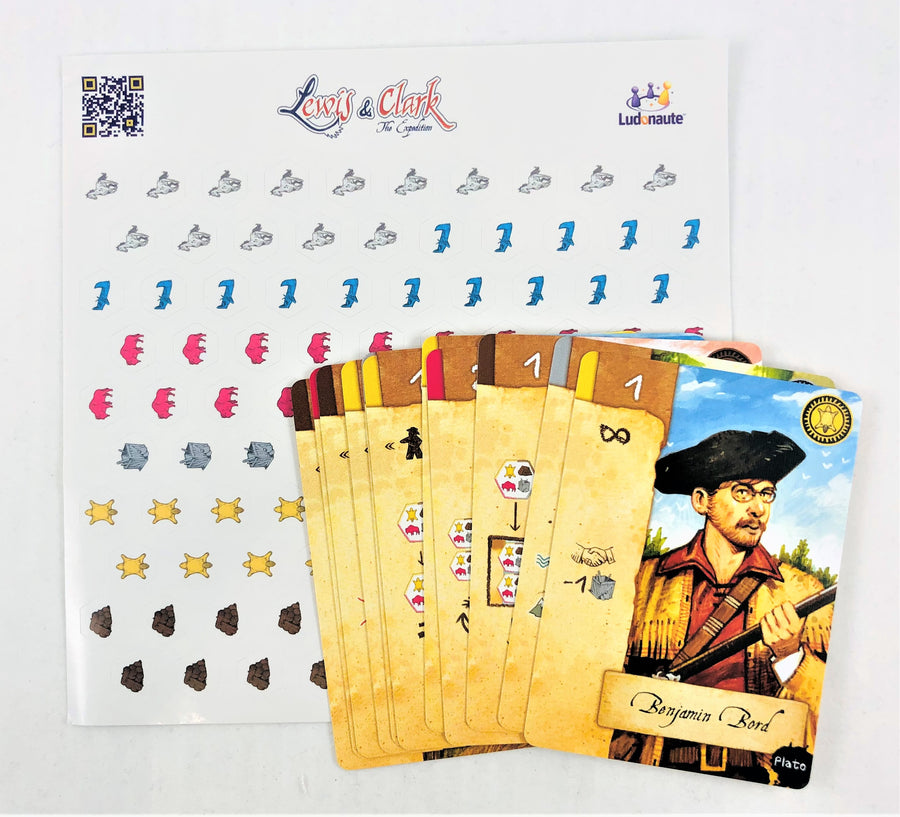 Lewis & Clark: Promo Card and Sticker Pack for use with the board game L, Lewis & Clark, Spring Sale, sold at the BoardGameGeek Store